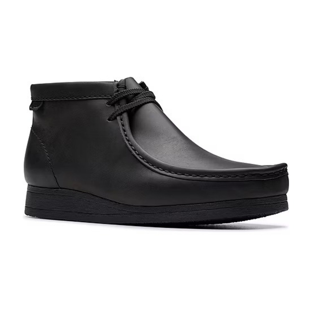 Clarks Wallaston Black Leather Moccasin Ankle Boots Size 13